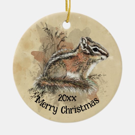 Waterverf Cute Little Chipmunk Animal Wildlife Keramisch Ornament (Voorkant)