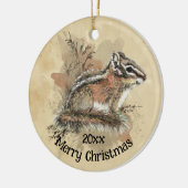 Waterverf Cute Little Chipmunk Animal Wildlife Keramisch Ornament (Links)