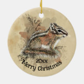 Waterverf Cute Little Chipmunk Animal Wildlife Keramisch Ornament (Achterkant)