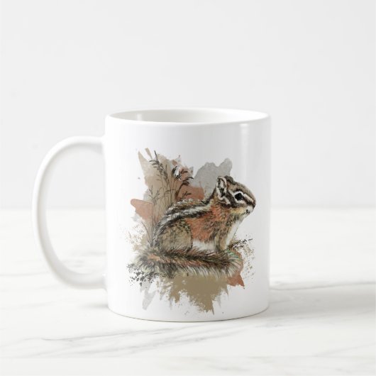Waterverf Cute Little Chipmunk Animal Wildlife Koffiemok (Links)