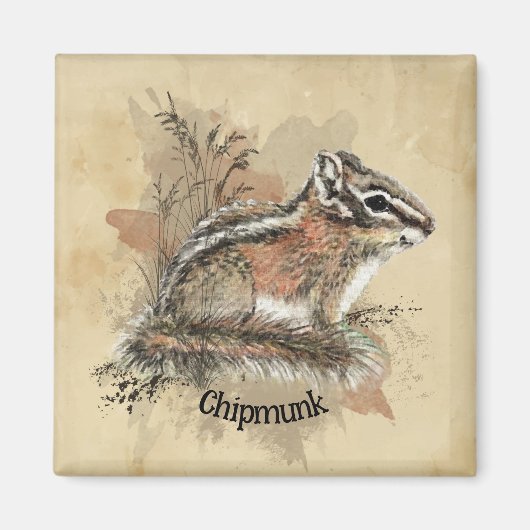 Waterverf Cute Little Chipmunk Animal Wildlife Magneet (Voorkant)