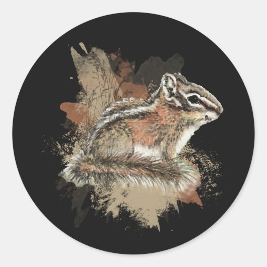 Waterverf Cute Little Chipmunk Animal Wildlife Ronde Sticker (Voorkant)