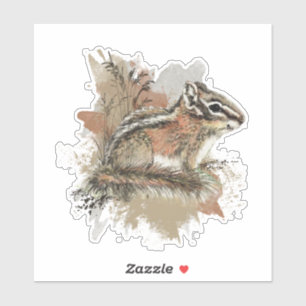 Waterverf Cute Little Chipmunk Animal Wildlife Sticker