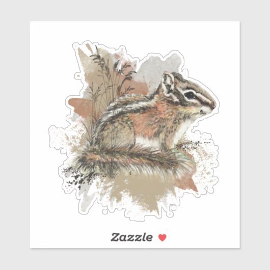 Waterverf Cute Little Chipmunk Animal Wildlife Sticker (Vel)