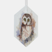Waterverf Cute Little Owl Bird Natuur Ranch Art Glas Ornament (Voorkant Rechts)