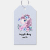 Waterverf Cute & Magical Baby Unicorn Birthday Cadeaulabel (Voorkant)