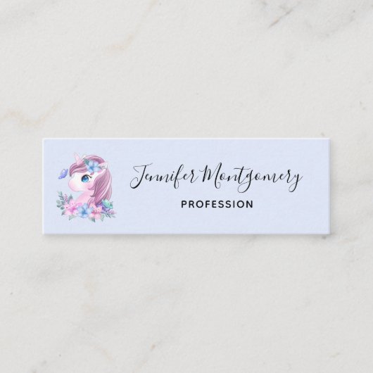 Waterverf Cute & Magical Baby Unicorn Mini Visitekaartje (Voorkant)