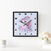 Waterverf Cute & Magical Baby Unicorn Vierkante Klok (Huis)