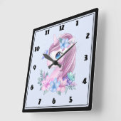 Waterverf Cute & Magical Baby Unicorn Vierkante Klok (Hoek)