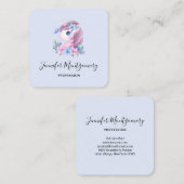 Waterverf Cute & Magical Baby Unicorn Vierkante Visitekaartje (Voorkant / Achterkant)