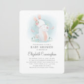 Waterverf Cute Mama Rabbit Baby shower Invitation Kaart (Staand voorkant)