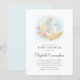 Waterverf Cute Mama Rabbit Baby shower Invitation Kaart