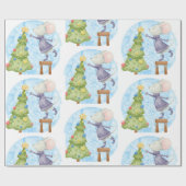 Waterverf Cute Mouse Droog kerstboom Cadeaupapier (Vlak)