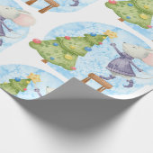 Waterverf Cute Mouse Droog kerstboom Cadeaupapier (Hoek)
