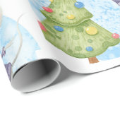 Waterverf Cute Mouse Droog kerstboom Cadeaupapier (Rol Hoek)