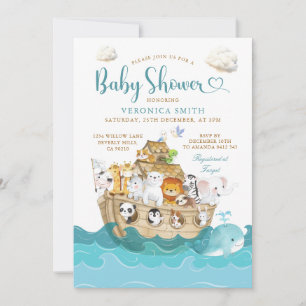 Waterverf Cute Noachs Ark baby shower avontuur Kaart