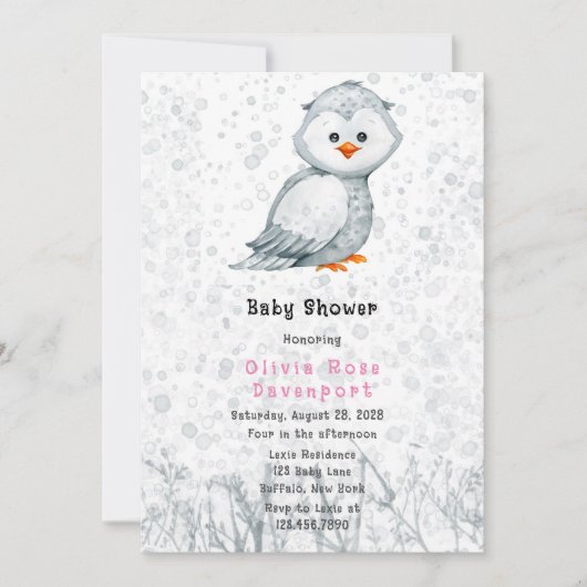Waterverf Cute Owl Grey Alcohol Baby shower Kaart (Voorkant)