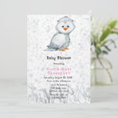 Waterverf Cute Owl Grey Alcohol Baby shower Kaart (Staand voorkant)