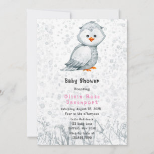 Waterverf Cute Owl Grey Alcohol Baby shower Kaart
