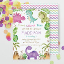 Waterverf Cute Pastel Dinosaurs Greenery Girl