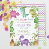 Waterverf Cute Pastel Dinosaurs Greenery Girl Kaart