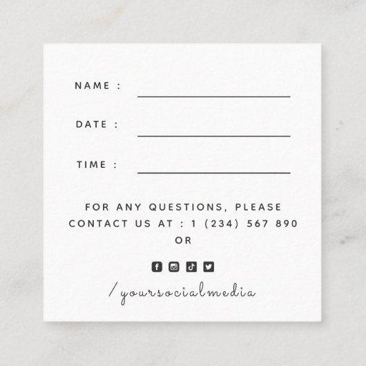 Waterverf Cute Pekingese Dog Appointinder Vierkante Visitekaartje (Achterkant)