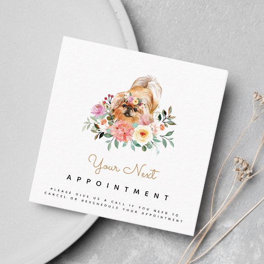 Waterverf Cute Pekingese Dog Appointinder Vierkante Visitekaartje