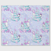 Waterverf Cute Polar Beer en Penguin Kerstmis Cadeaupapier (Vlak)