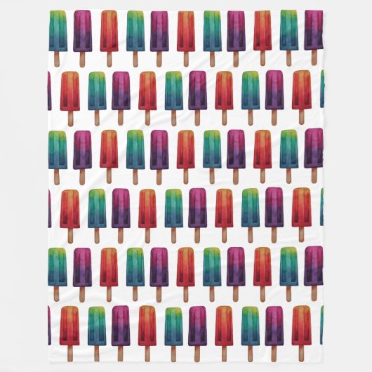 Waterverf Cute Popsiche Ice Creams Fleece Deken (Voorkant)