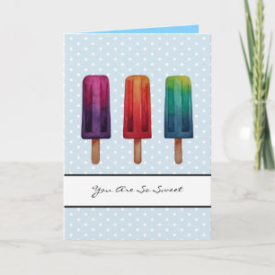 Waterverf Cute Popsiche Ice Creams Kaart