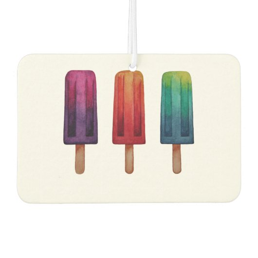 Waterverf Cute Popsiche Ice Creams Luchtverfrisser (Voorkant)