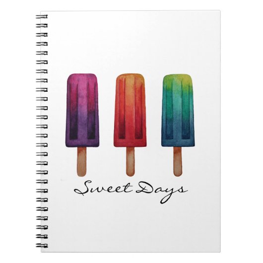 Waterverf Cute Popsiche Ice Creams Notitieboek (Voorkant)