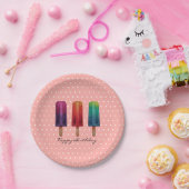 Waterverf Cute Popsiche Ice Creams Papieren Bordje (Feest)