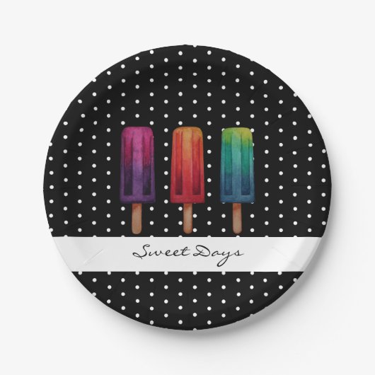 Waterverf Cute Popsiche Ice Creams Papieren Bordje (Voorkant)
