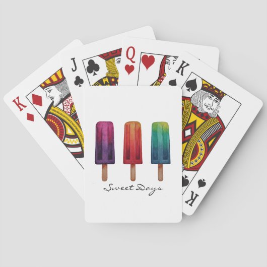 Waterverf Cute Popsiche Ice Creams Pokerkaarten (Achterkant)