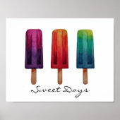 Waterverf Cute Popsiche Ice Creams Poster (Voorkant)