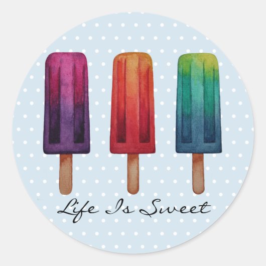 Waterverf Cute Popsiche Ice Creams Ronde Sticker (Voorkant)