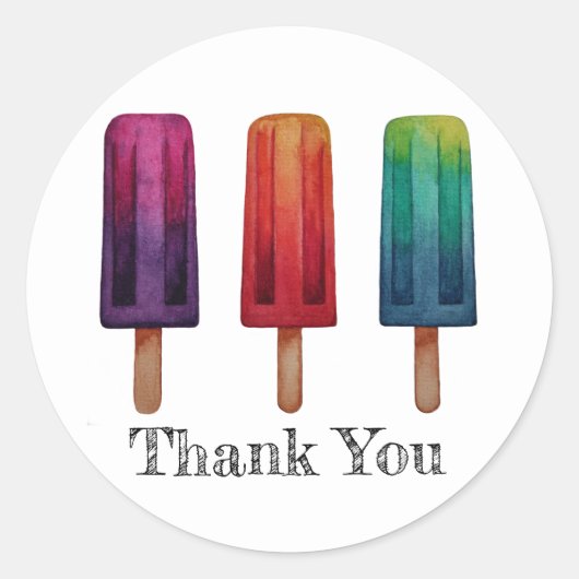 Waterverf Cute Popsiche Ice Creams Ronde Sticker (Voorkant)