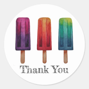 Waterverf Cute Popsiche Ice Creams Ronde Sticker