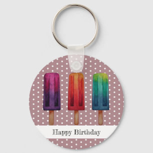 Waterverf Cute Popsiche Ice Creams Sleutelhanger