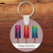 Waterverf Cute Popsiche Ice Creams Sleutelhanger (Voorkant)