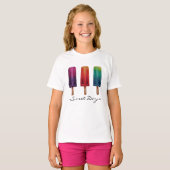 Waterverf Cute Popsiche Ice Creams T-shirt (Voorkant volledig)