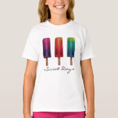 Waterverf Cute Popsiche Ice Creams T-shirt (Voorkant)