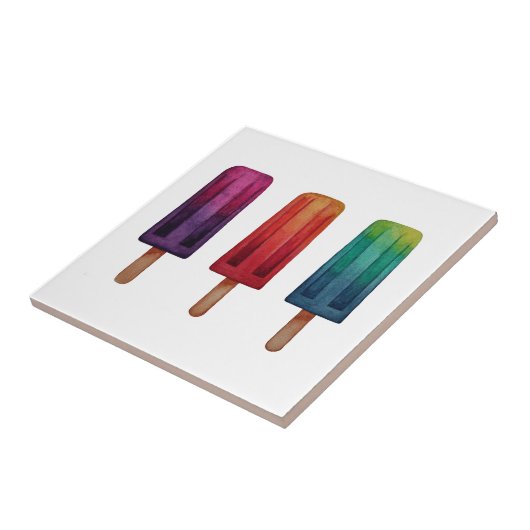 Waterverf Cute Popsiche Ice Creams Tegeltje (Zijkant)