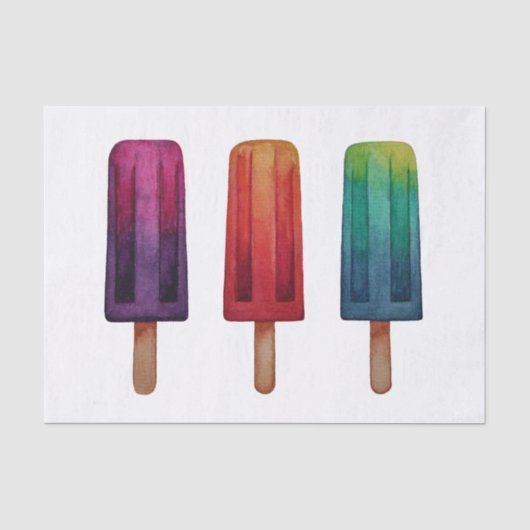 Waterverf Cute Popsiche Ice Creams Tissuepapier (Voorkant)
