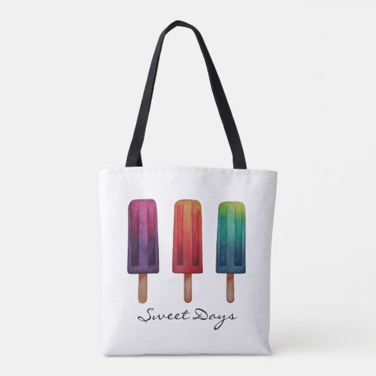 Waterverf Cute Popsiche Ice Creams Tote Bag (Achterkant)