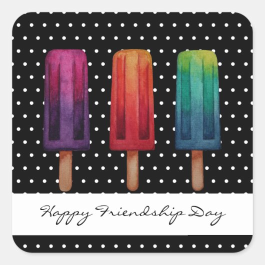 Waterverf Cute Popsiche Ice Creams Vierkante Sticker (Voorkant)