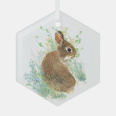 Waterverf Cute Rabbit Bunny Animal Natuur Art Glas Ornament (Voorkant)