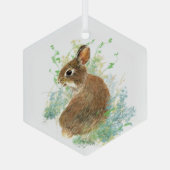 Waterverf Cute Rabbit Bunny Animal Natuur Art Glas Ornament (Achterkant)