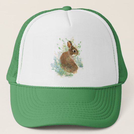 Waterverf Cute Rabbit Bunny Boerderij Animal Art Trucker Pet (Voorkant)